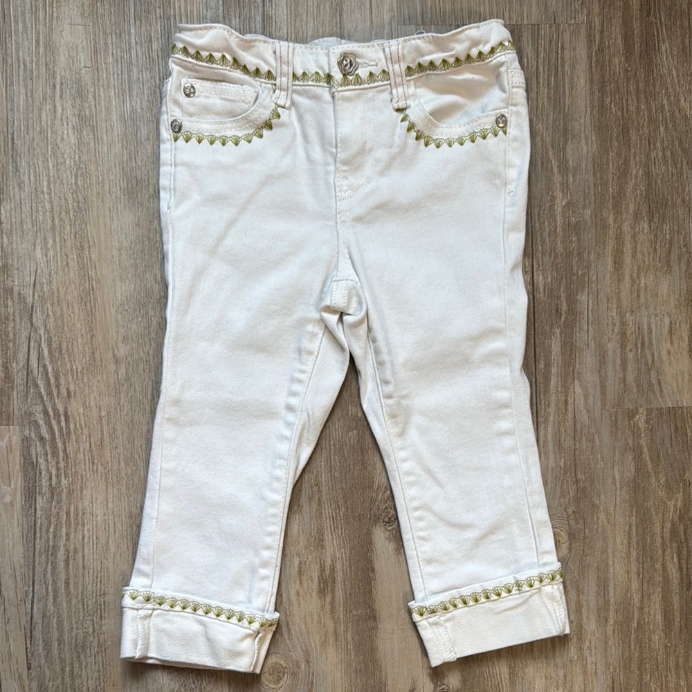 MATILDA JANE Enchanted Garden Logan Cropped Straight Leg White Jeans Size 4. GUC
